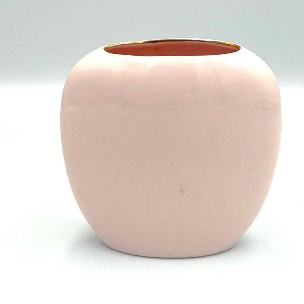 Vintage Porcelain Floral Vase‎ Pink Gilded Made in Japan